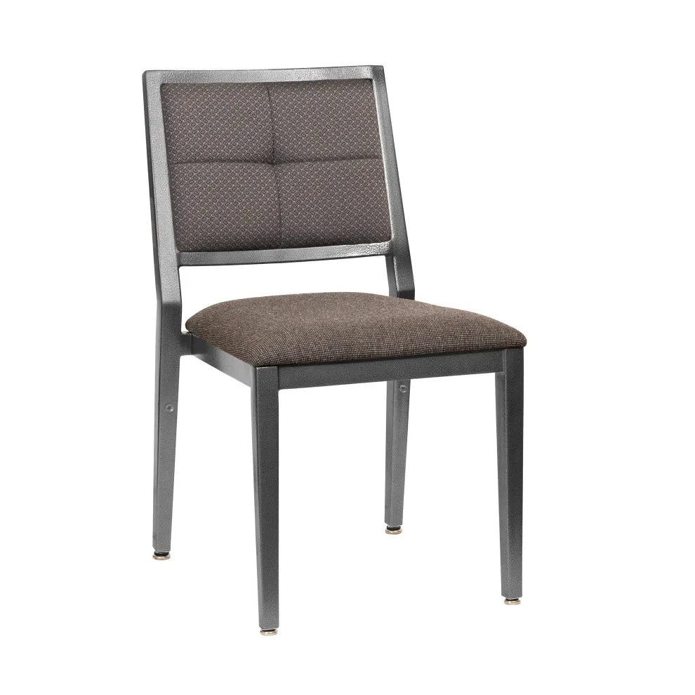 G & A 2757-AL GR10 - Stackable Banquet Chair, 5‑High, Upholstered Square Back with Handhold, Upholstered Seat, 12‑Gauge Aluminum Frame, Grade 10 UPH