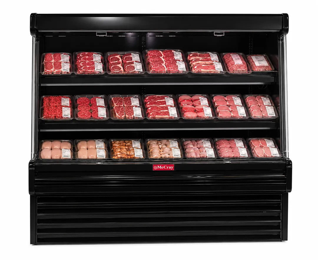 Howard-McCray SC-OM35E-8L-B-LED Merchandiser, 99"W x 60"H, Black, 3" Stop, 115V R448A