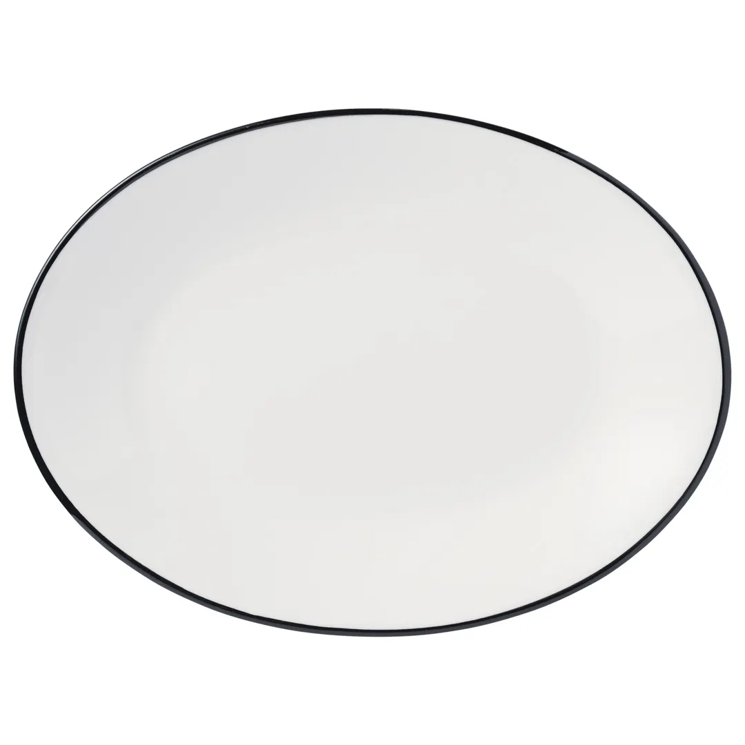 Libbey 114232 Porcelana Linea Oval Platter, 13½" W x 1⅜" H, Black Porcelain, Sold per Case