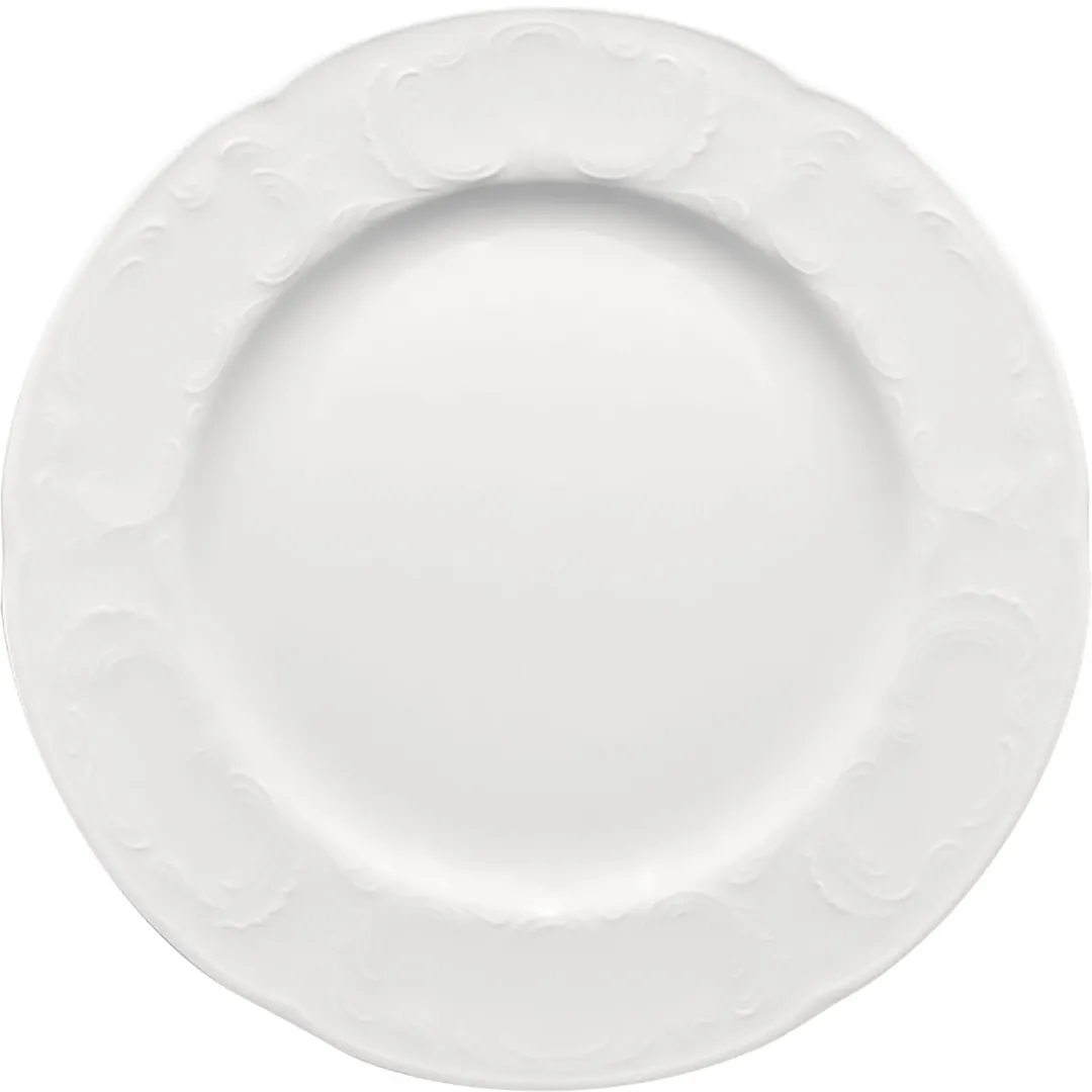 Libbey 657182512000000 - 9-3/4" Round Porcelain China Plate, Embossed Rim, Microwave Safe - Case