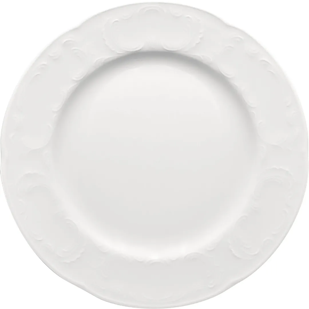 Libbey 657182812000000 - 11" Round Porcelain Plate, Embossed Rim, Microwave & Freezer Safe - 1/Case