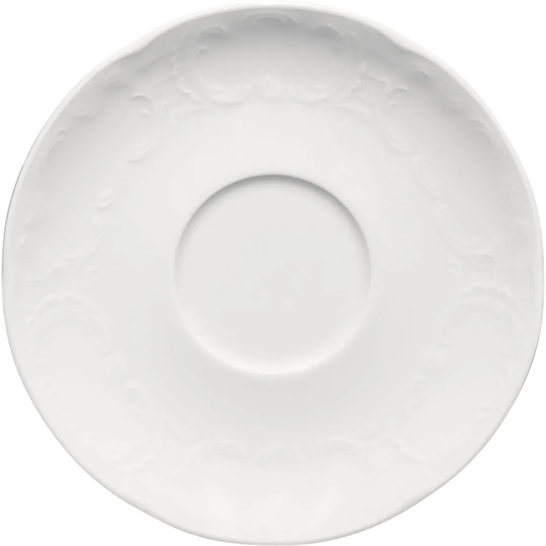 Libbey 657691812000000 China Saucer, 6 1/7" Dia x 0.8" H, Embossed Porcelain, Microwave Safe - Case