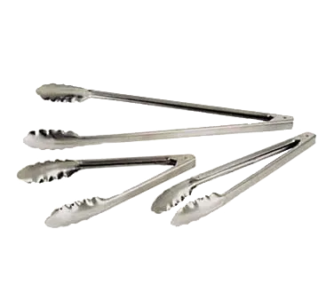 Adcraft XHT-10 Utility Tongs – 9-1/2" Stainless Steel, Spring, Scalloped Edges, Handle