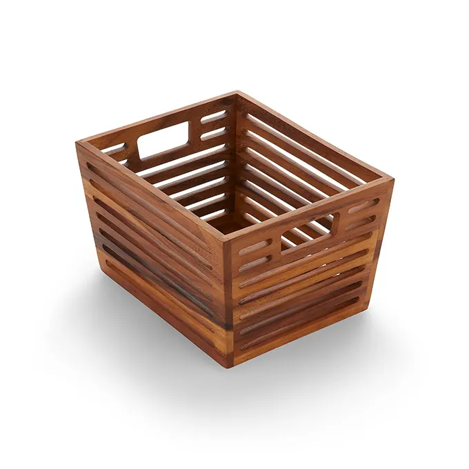 American Metalcraft AWC12 - Wooden Crate, 10"5/8 W x 11"5/8 D x 7"7/8 H, Acacia Wood Half-Size