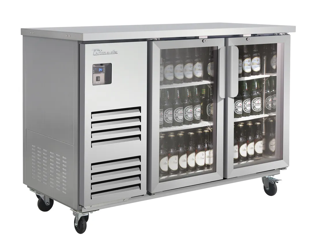 Blue Air BLBB59-2SG-HC - 58.75" Bar Cooler, Two Glass Doors, Body, 4 Shelves, R290 Refrigerant, 115V