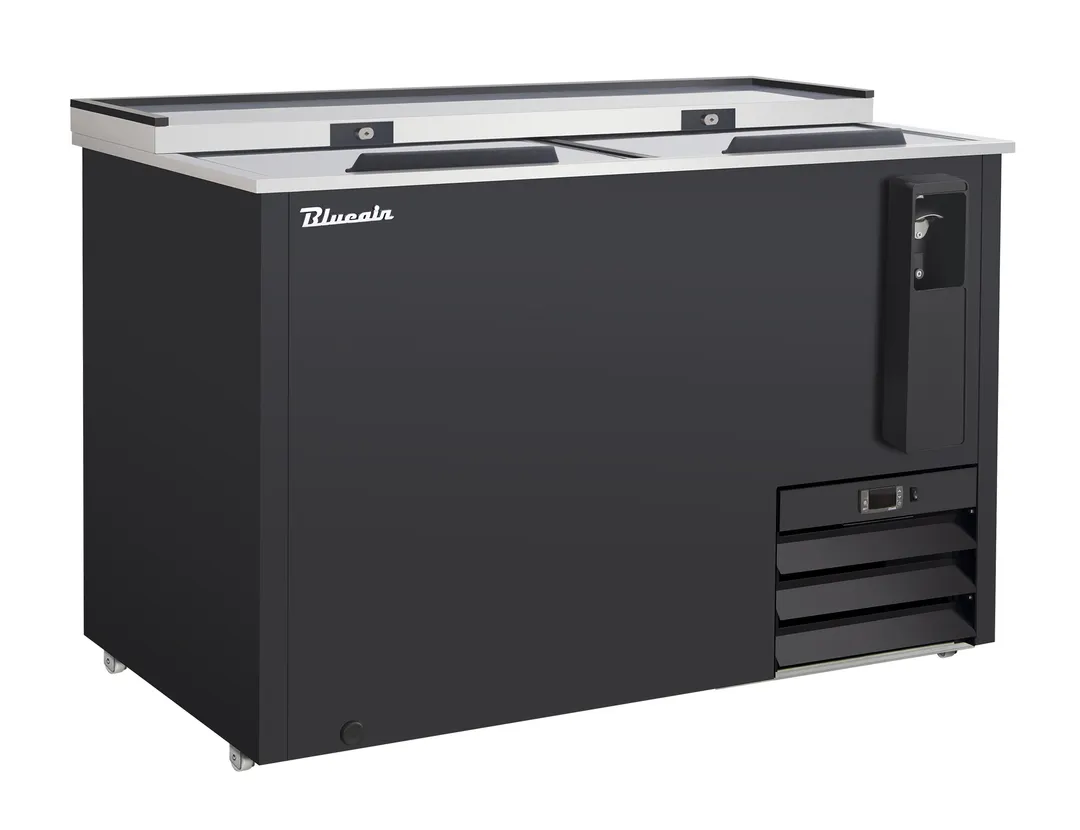 Blue Air BLBC-50B-HC Bottle Cooler, 48-3/8" Wide, 12-17 cu ft, Black Finish, 1/4 HP R290