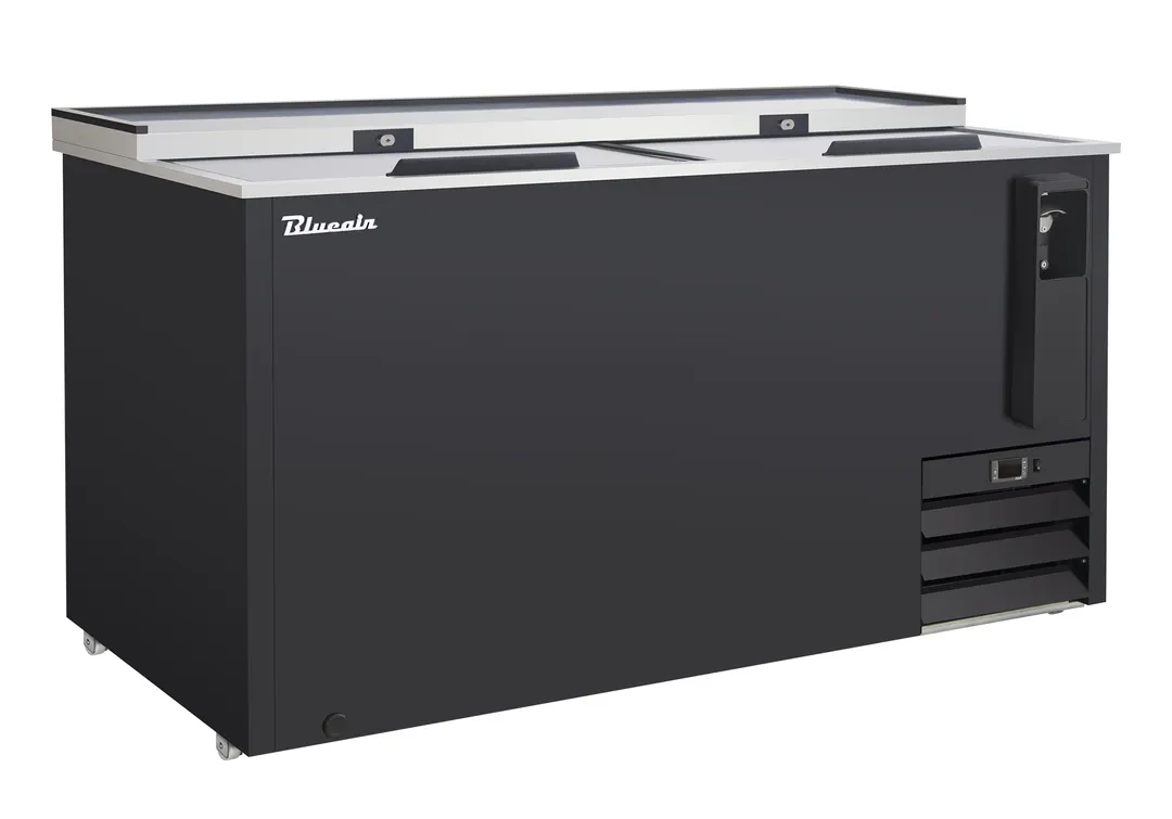 Blue Air BLBC-65B-HC 64-3/8" 2-Lid Bottle Cooler, Black, 1/4 HP, R290, 115V, LED Lighting