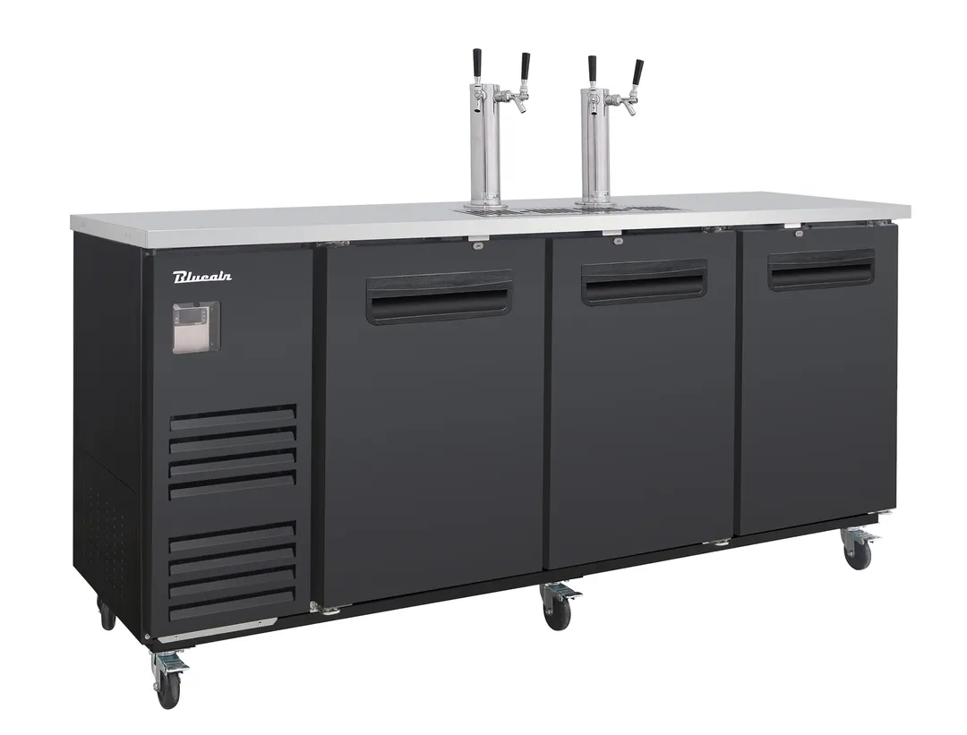 Blue Air BLKC90-4B-HC - 90" Keg Cooler, Black Powder-Coated Exterior, HP R290, 115V