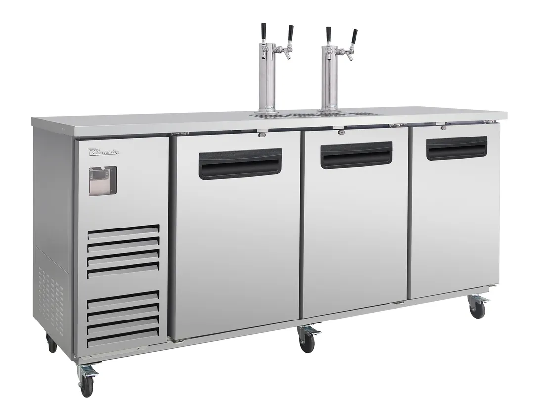 Blue Air BLKC90-4S-HC Beer Cooler, 90" W, 2‑Column 1/2 Barrel, Stainless Steel, 115V 1/3 HP, LED