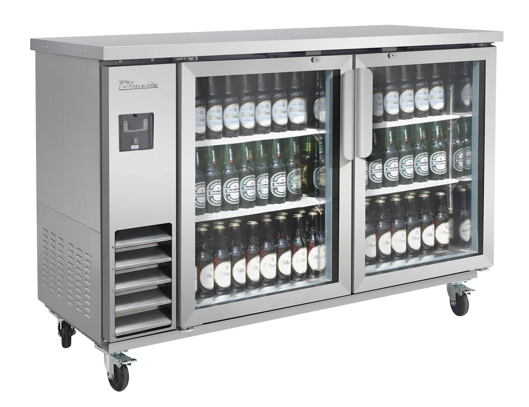 Blue Air BLNBB-60SG-HC Back Bar Cooler, 61-1/8" W, 22-26" Depth, 2 Glass Doors, 4 Shelves, R290, 115V