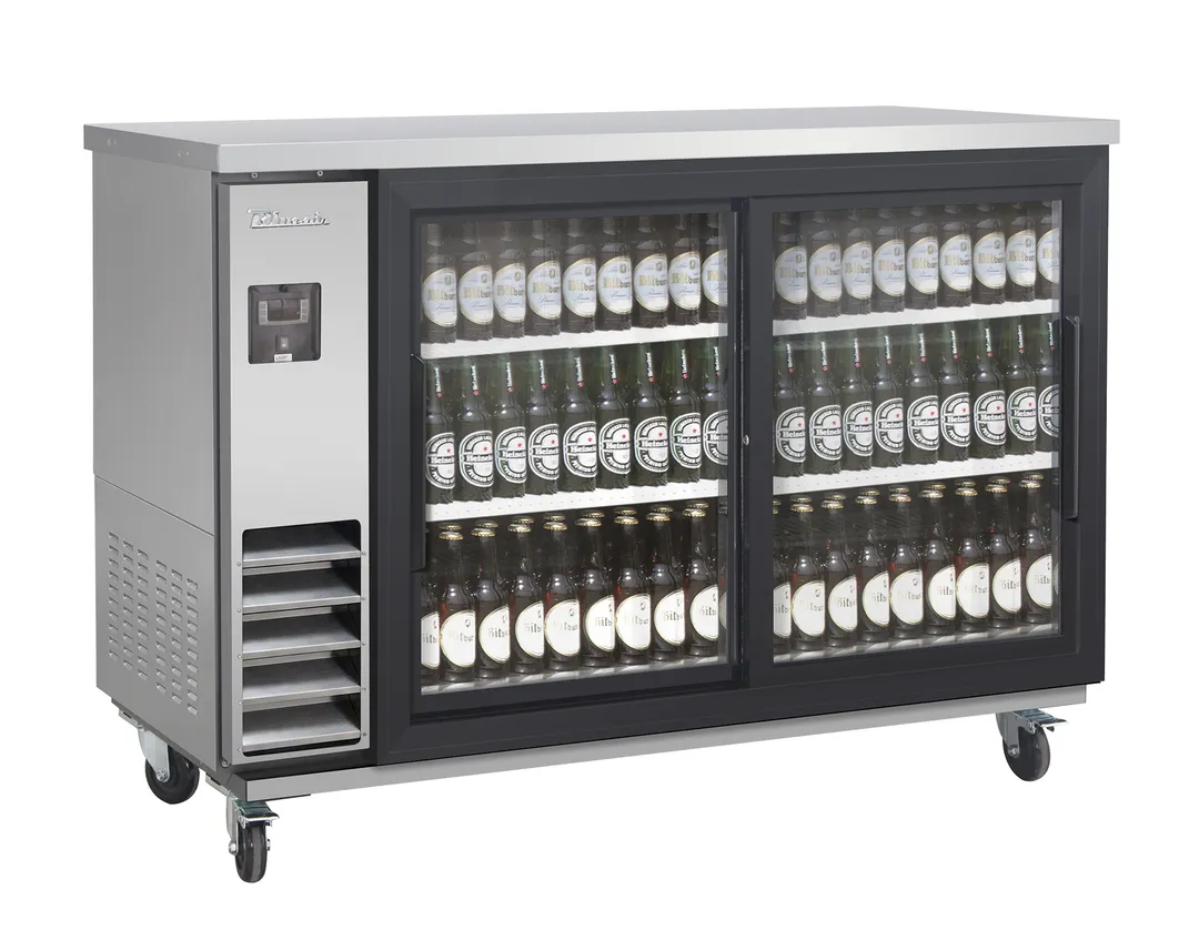 Blue Air BLNBB-60SG-SL-HC Back Bar Cooler, 61"" W x 22"" D, Stainless, Sliding Doors, 1/3 HP 115V