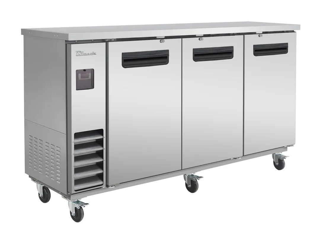 Blue Air BLNBB-72S-HC Cooler, 73" Wide, 3‑Door Steel, R290, 1/3 HP, Shelves