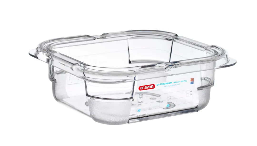 Carlisle 09796 - Araven GN 1/6 Plastic Food Pan, 2.5" Deep, Clear Polycarbonate, Integrated Label