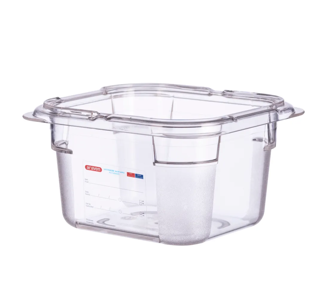 Carlisle 09797 - Araven GN 1/6 Plastic Food Pan, 4" Deep, Clear Polycarbonate, Integrated Label