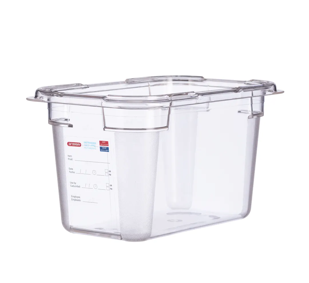 Carlisle 09820 - GN 1/3 Clear Polycarbonate Food Pan, 6" Deep with Integrated Label, Araven Series