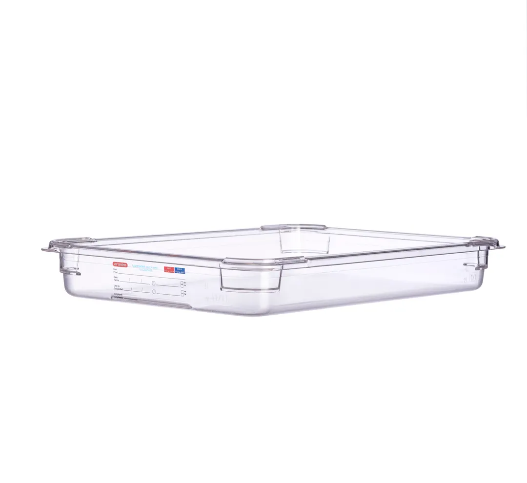 Carlisle 09826 - Araven GN 1/1 Clear Polycarbonate Food Pan, 2½" Deep with Integrated Label