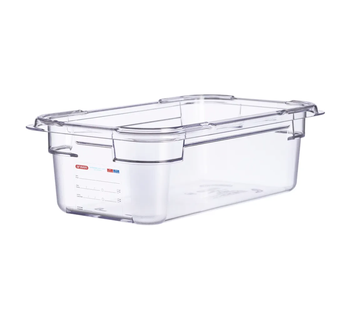 Carlisle 09840 - Araven GN 1/3 Food Pan, 4" Deep Clear Polycarbonate, Label, Smallwares