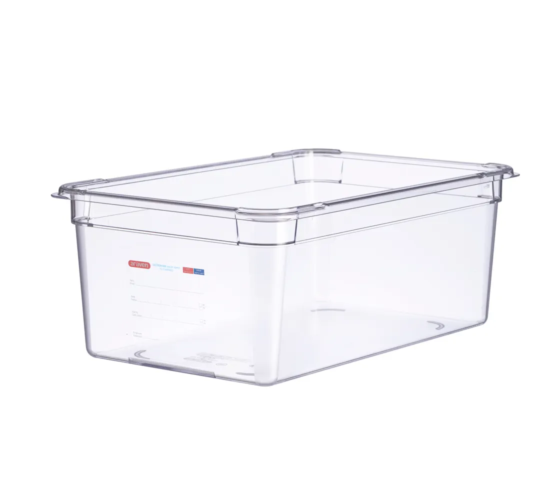 Carlisle 09845 - GN 1/1 Plastic Food Pan, 8" Deep, Clear Polycarbonate with Integrated Label