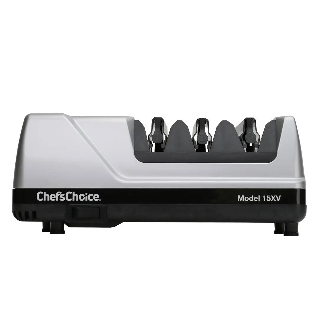 Chef's Choice 0101500 Electric Knife Sharpener 3‑Stage 15° Trizor, Platinum, Sharpening Honing