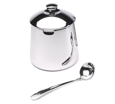 Frieling 0106 Sugar Bowl – 10 oz, 4" H, Mirror‑Finish 18/10 Stainless Steel with Lid and 5" Spoon
