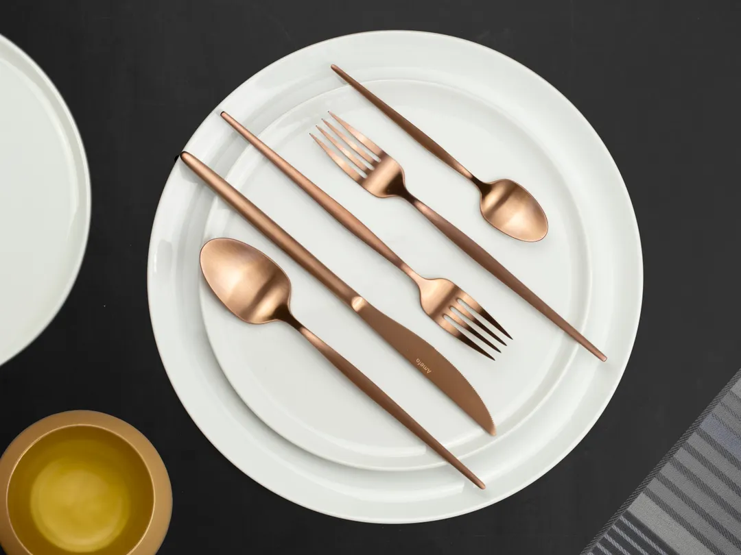 Amefa 1114AEB000340 Dessert Fork – 7.2" Finish PVD Copper, 18/0 Stainless Steel, 0.06 lb - 1 Dozen
