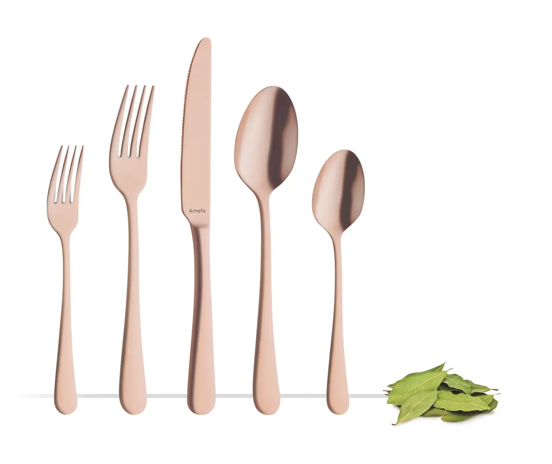 Amefa 1410AEB000305 Dinner Knife - 9-1/4" Satin Finish, 13/0 Stainless Steel, Austin PVD Copper, 1 Dozen