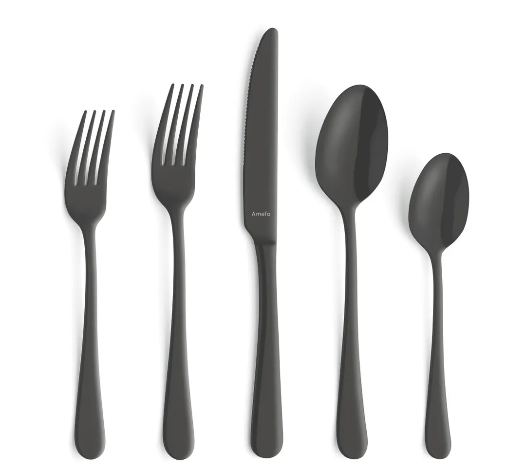 Amefa 1410ATB000340 Dessert Fork, 7"-3/16 Black PVD Finish, 18/10 Stainless Steel, 0.06 lb - 1 Dozen