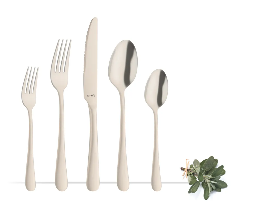 Amefa 1410AVB000325 Dinner Spoon - 8" Satin Finish, 18/0 Stainless Steel, PVD Champagne, 1 Dozen