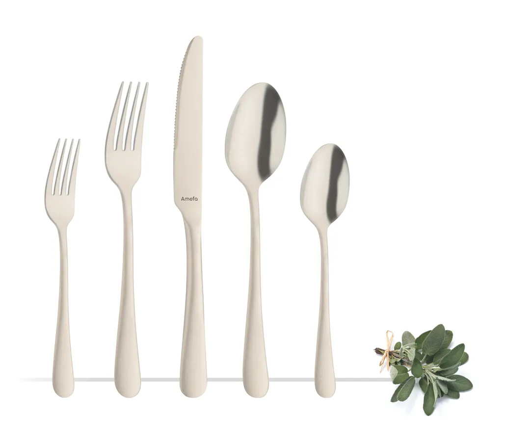 Amefa 1410AVB000340 Dessert Fork, 7"-3/16 Champagne PVD Finish, 18/10 Stainless Steel, lb - 1 Dozen