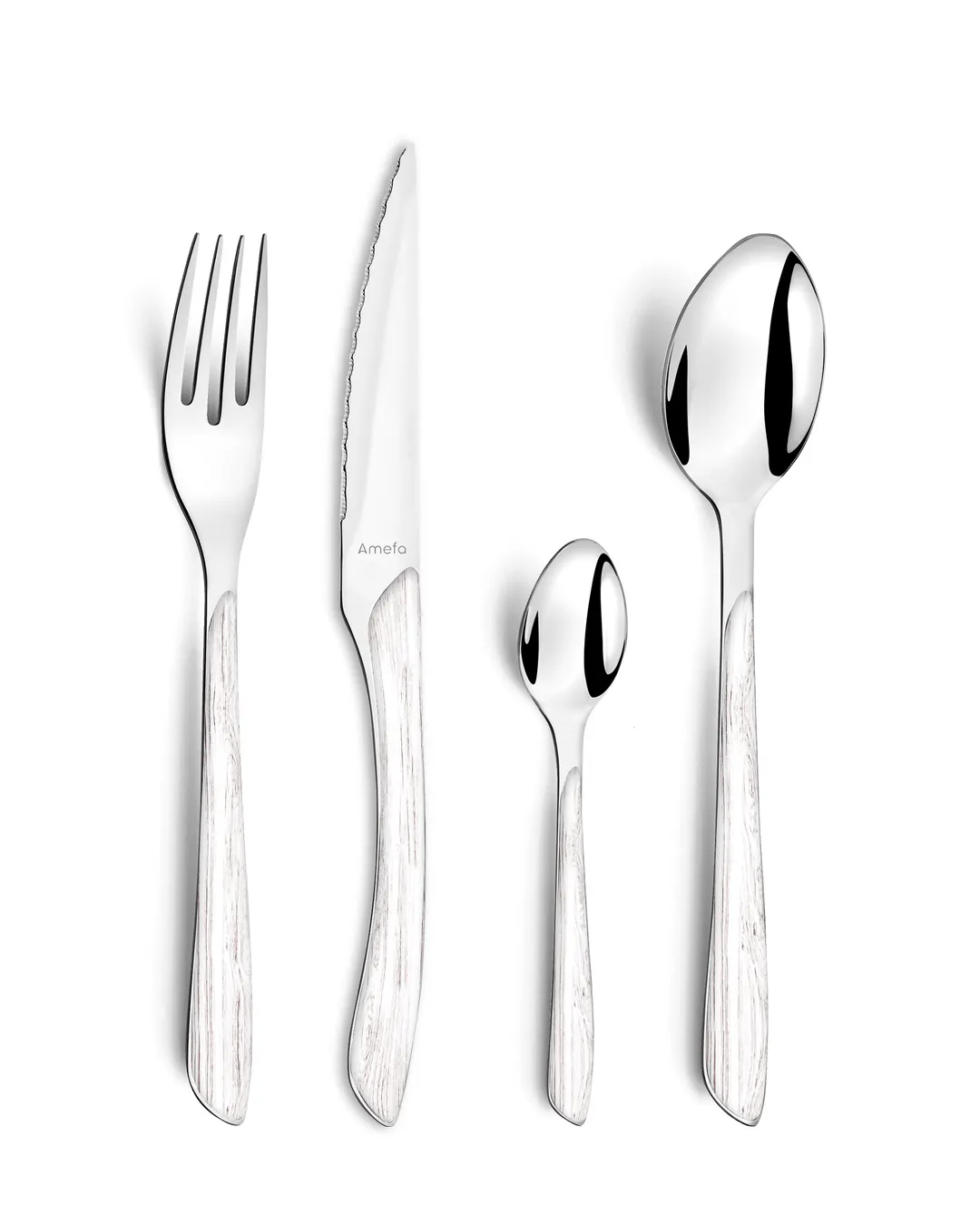 Amefa 2274PVBX00305 Dinner Knife – 9" 13/0 Stainless Steel, White Wood‑Grain ABS Handle 1/Case