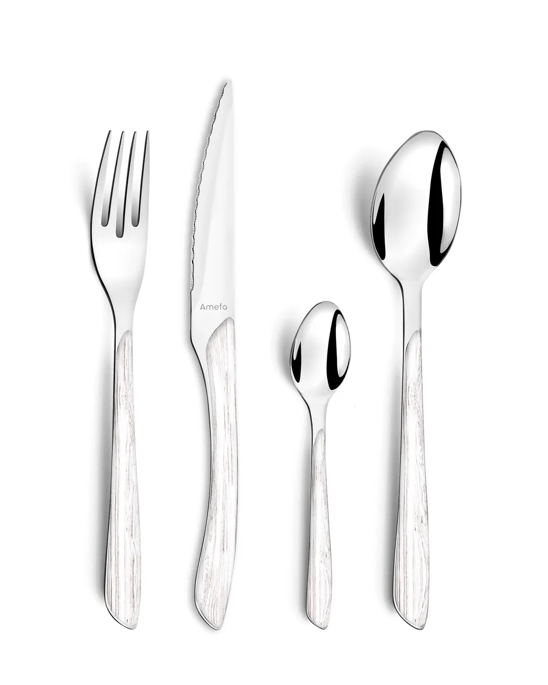 Amefa 2274PVBX00320 Fork – 8‑1/3" 18/0 Stainless Steel, Wood‑Grain ABS, Dishwasher Safe - 1/Case