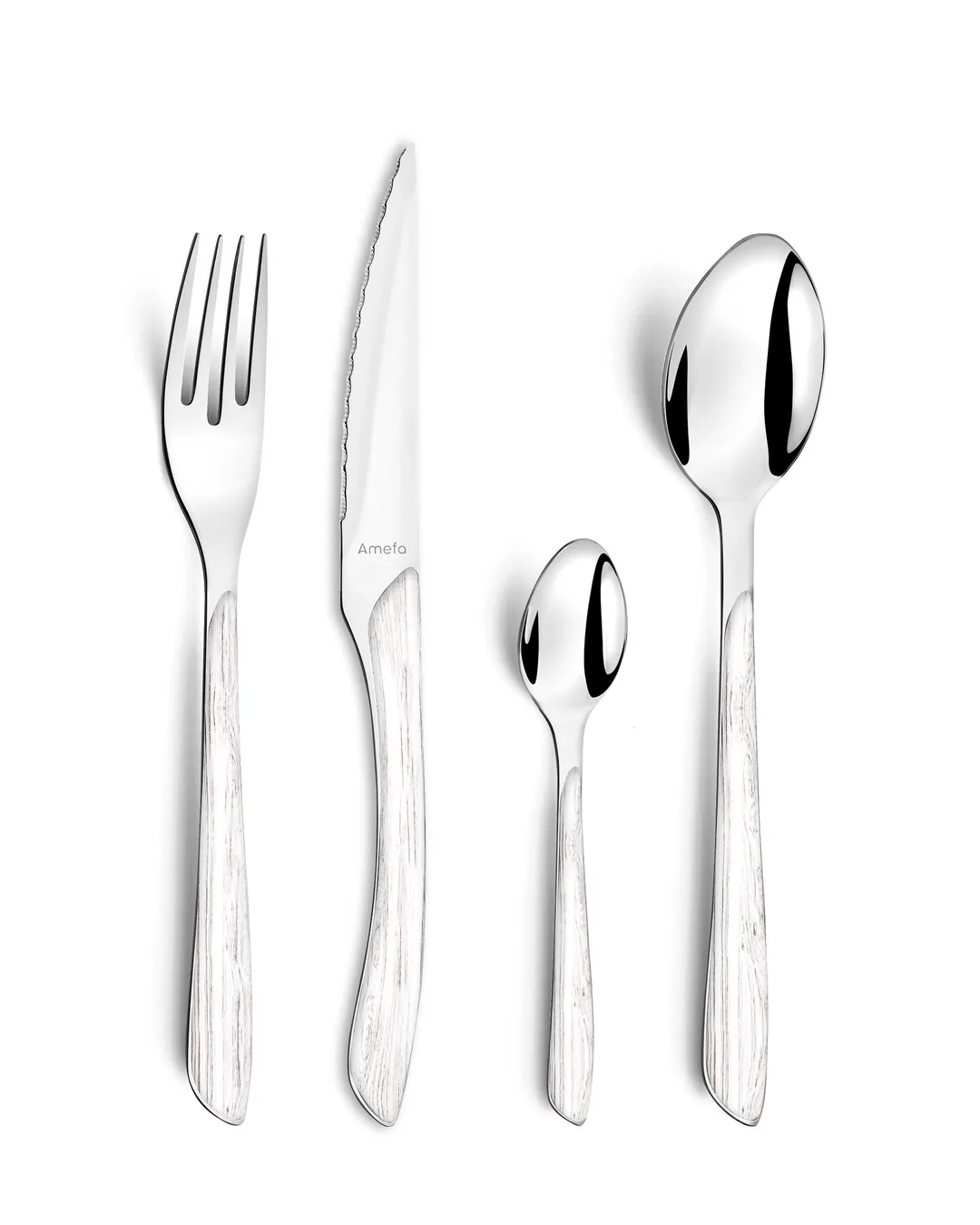 Amefa 2274PVBX00375 - 5" Teaspoon, 18/0 Stainless Steel, Wood-Grain ABS Handle, Dishwasher Safe