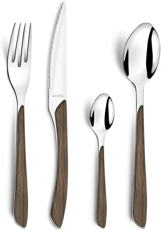 Amefa 2274PXBX00320 Dinner Fork – 8‑1/3" 18/0 Stainless Steel, Dark Brown ABS Handle - Case