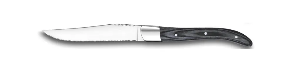Amefa 2520GZB000113 - Royal Steak Knife, 8 13/16" Stainless Steel Serrated Blade, Silver Gray Pakkawood Handle, Restaurant Grade Professional - 1/Case