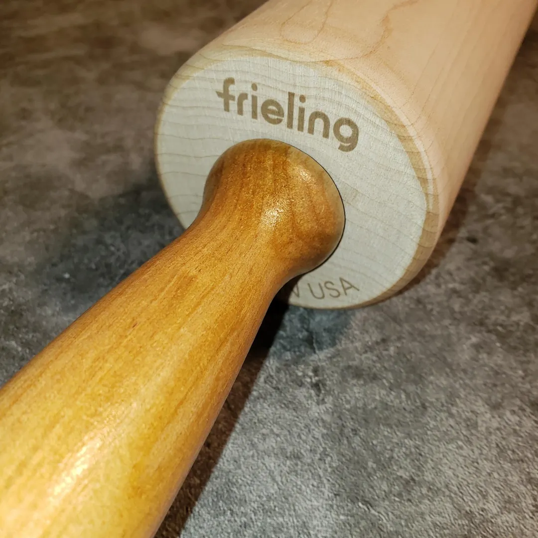 Frieling 3035 Rolling Pin – 18" Length, 2-3/4" Diameter, Wood, Axle & Ball Bearing Handles