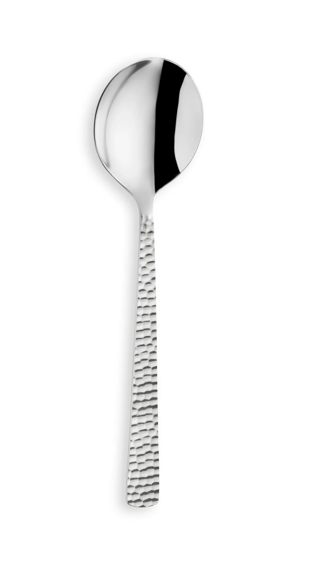 Amefa 331923B000350 Soup Spoon, 7-7/16" Mirror/Hammered Handle, 18/0 Stainless Steel - 1 Dozen