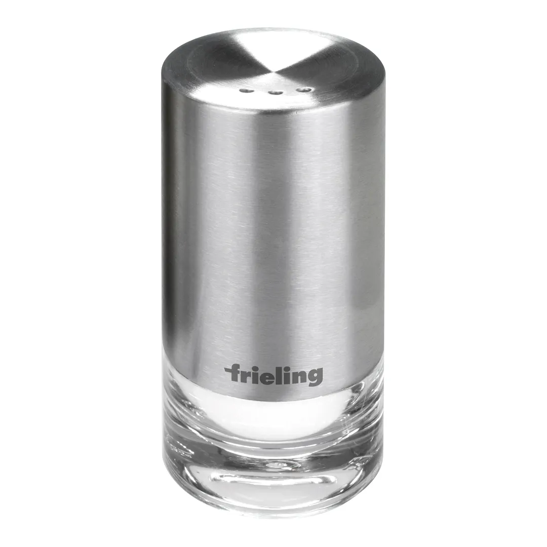 Frieling 4001 Sylva Salt Pepper Shaker, 3‑3/10" H x 1‑3/4" Dia., Screw Top, 18/10 Steel, Plastic Jar