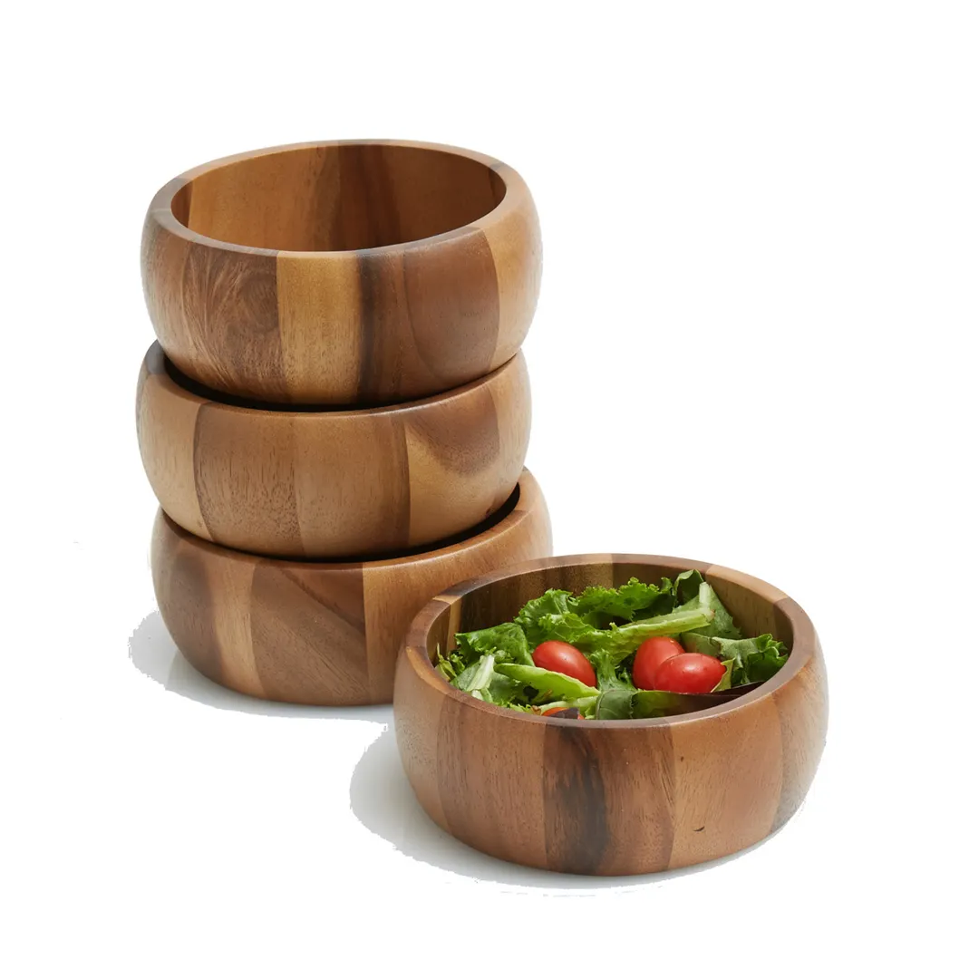 Frieling 6052 Bowl, 6.5" x 2.5", Hand‑Finished Acadia Wood, Food‑Safe Water‑Resistant - 4/Case