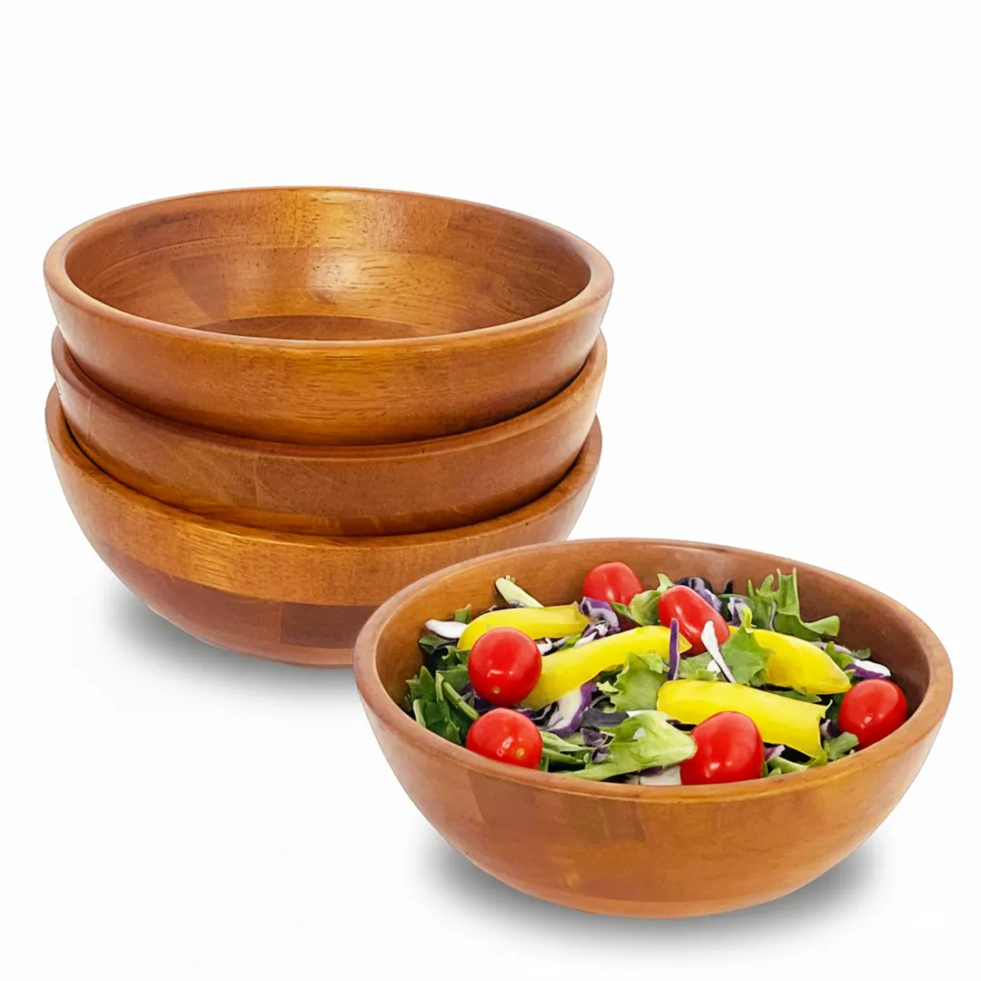 Frieling 6062 Conical Wooden Bowl, 7" x 2.5" , Rubberwood, Water-Resistant Finish - 4/Case