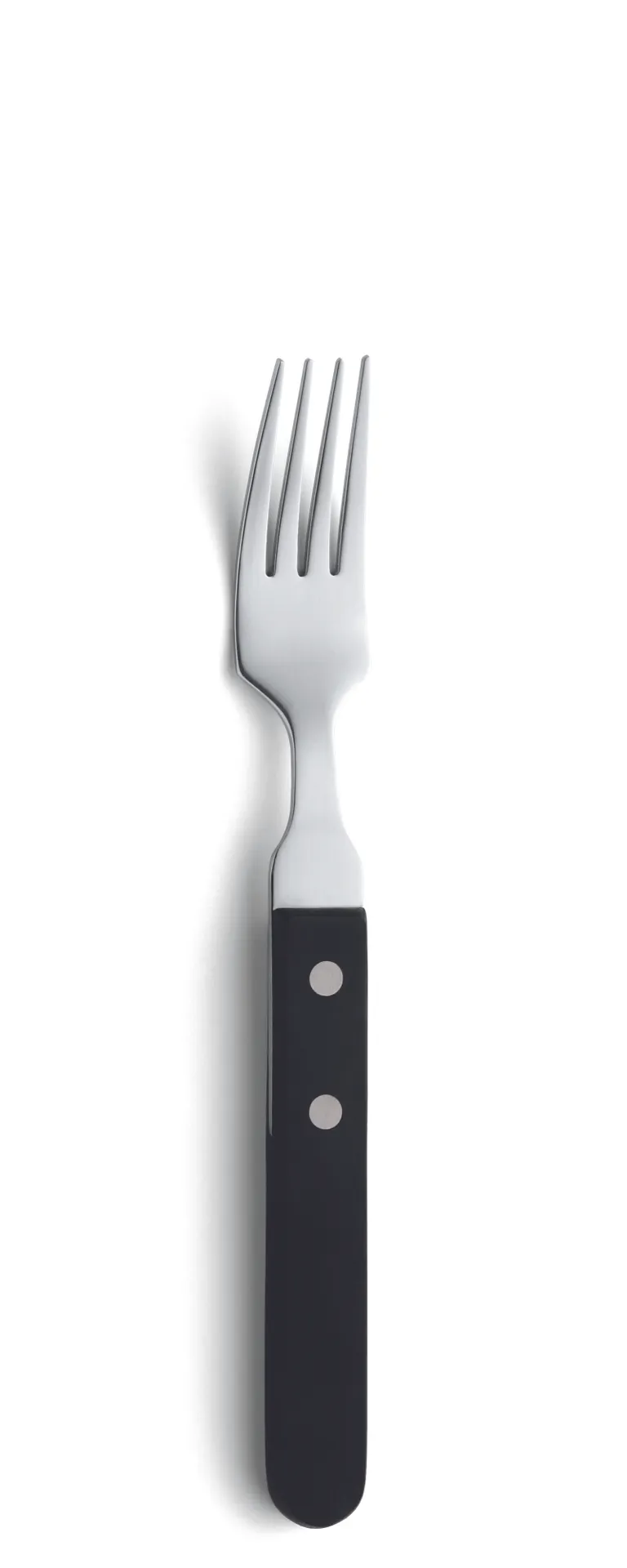 Amefa 700000B000340 Steak Dinner Fork, 7-7/8" 18/10 Stainless Steel with Black POM Handle - 1 Dozen