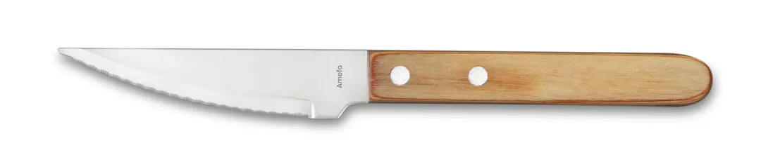 Amefa 7000WNB000620 Steak Knife, 8-1/4" Blade, 18/10 Stainless Steel, Pakkawood Handle - 1 Dozen