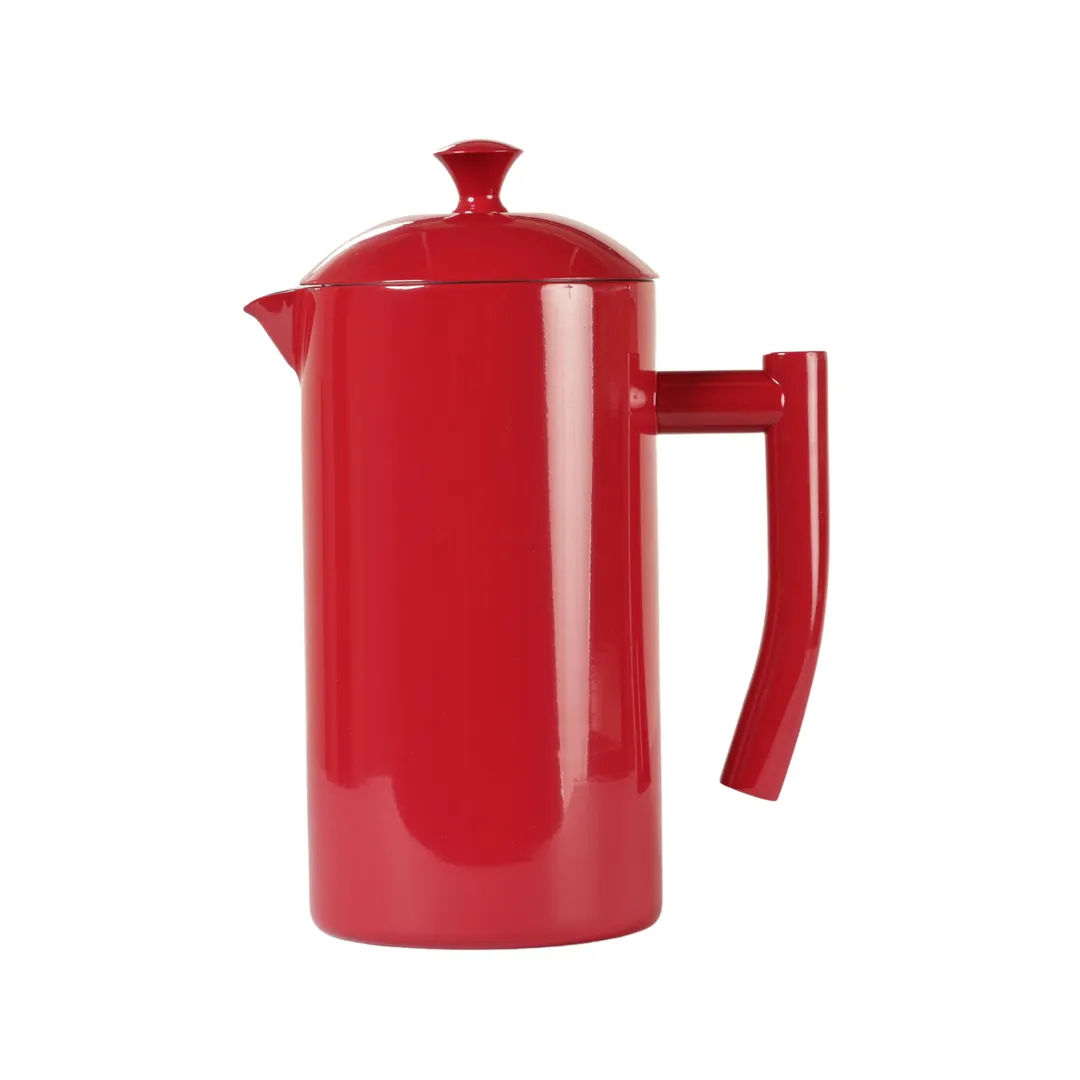 Frieling 7007 French Press, Double‑Wall Insulated 34 fl oz Red Lacquered, Coffee & Tea Maker