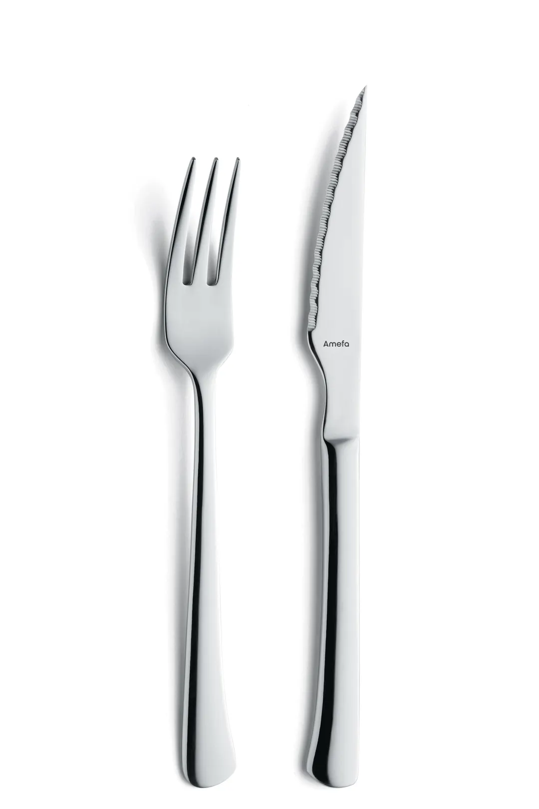 Amefa 703800B000315 Steak Knife - 8"-9" Mirror, 18/10 Blade, One-Piece Handle, Chuletero - 1 Dozen