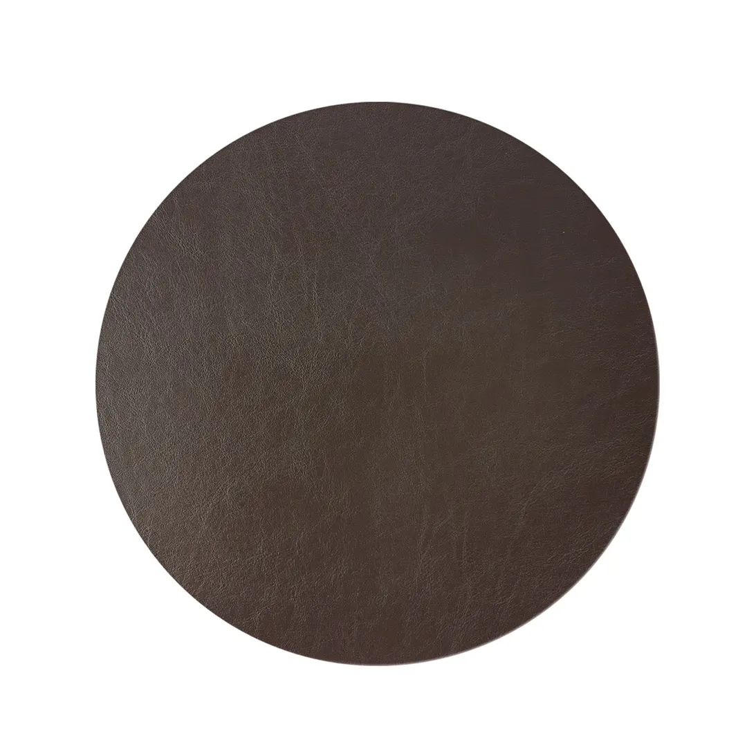 Davanti Frieling 80002 - Round 15" Vinyl Placemat, Dark Brown, Antimicrobial, Anti‑Slip, Dishwasher