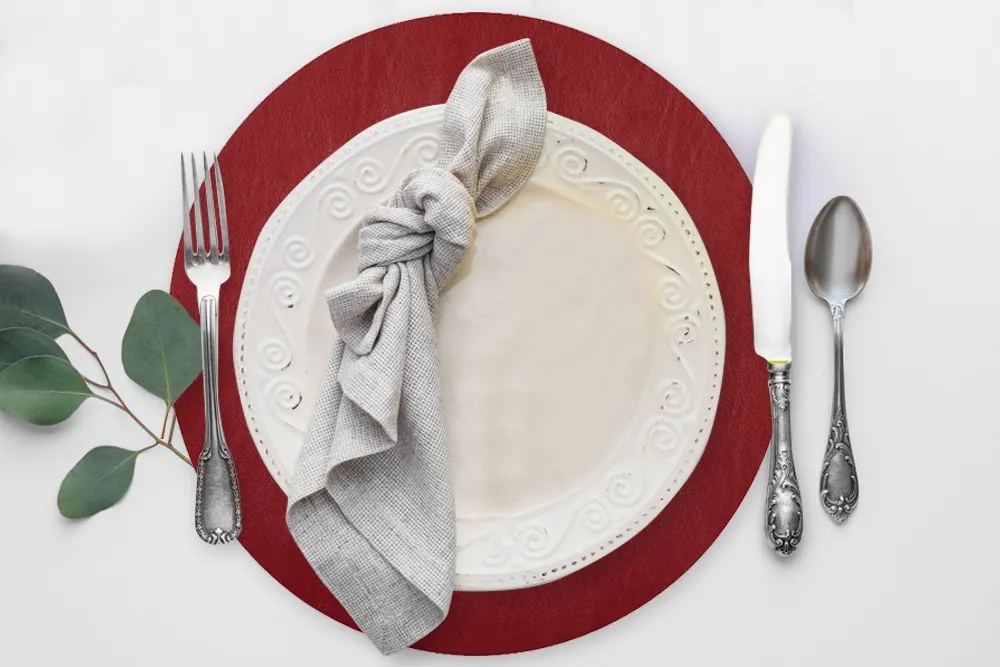 Davanti Frieling Mattola Placemats 80008 - Round 15" Vinyl Placemat Red Antimicrobial Anti‑Slip