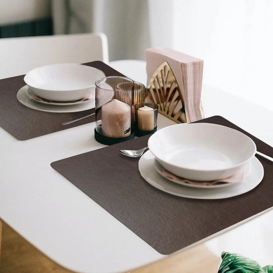 Davanti Frieling Mattola Placemats 80102 - Vinyl Placemat 17" x 13", Dark Brown, Anti‑Slip