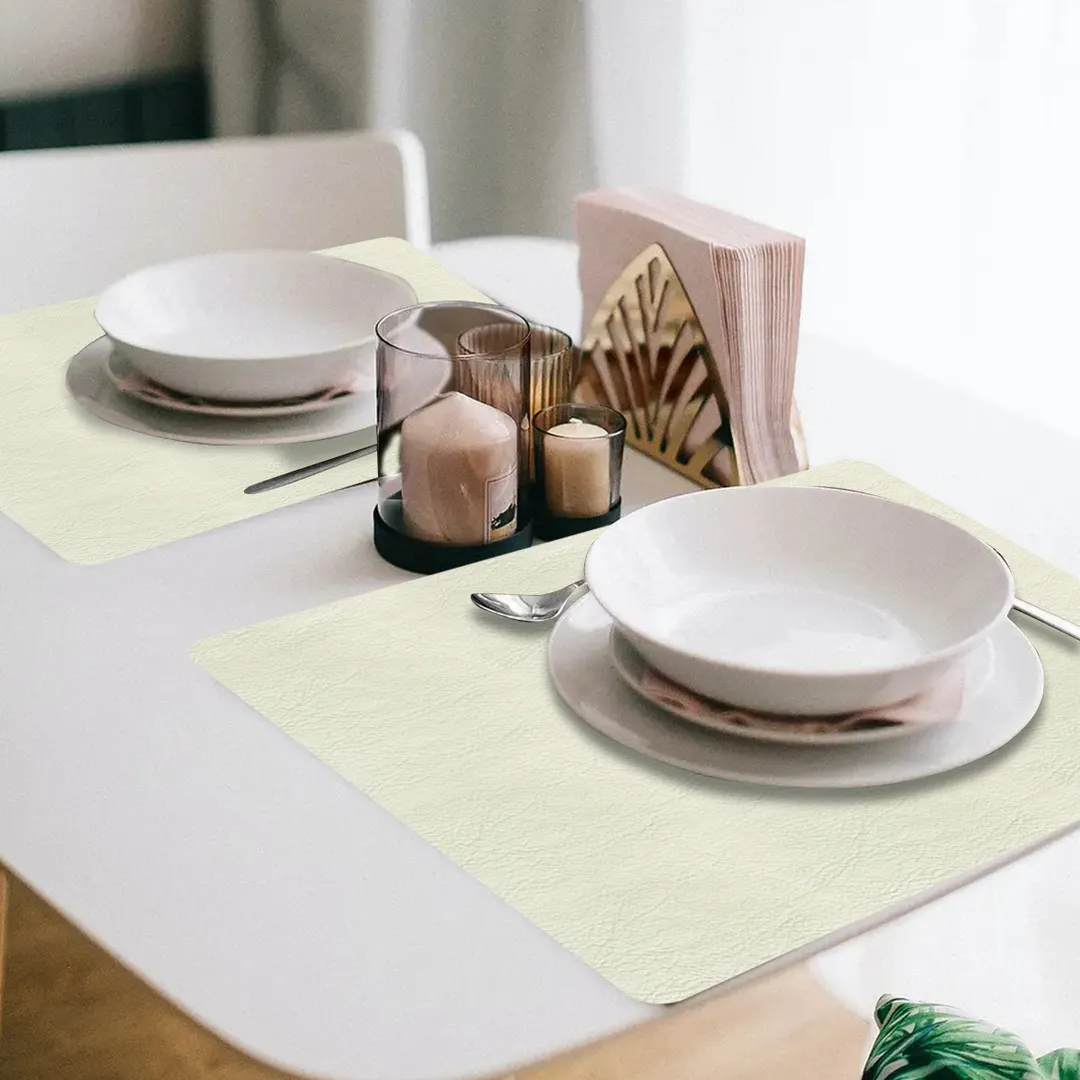 Davanti Frieling Mattola Placemats 80103 - Vinyl Placemat 17" x 13", Ecru, Anti‑Slip, Dishwasher Safe