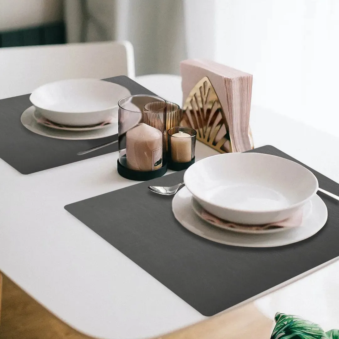 Davanti Frieling Mattola Placemats 80104 - 17" x 13" Castlerock Gray Vinyl Placemat Anti‑Slip
