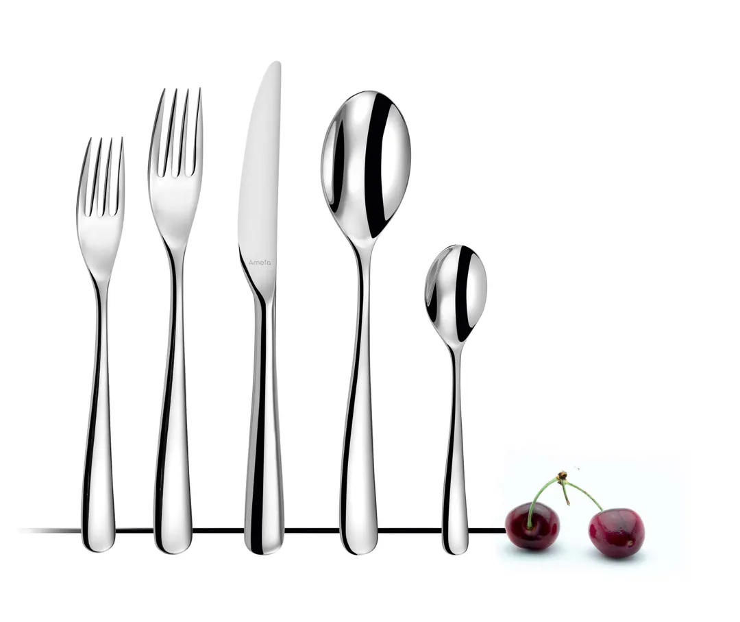 Amefa 831000B000340 Dessert Fork – 7"-8" Mirror Finish 18/10 Stainless Steel Opus Design - 1 Dozen