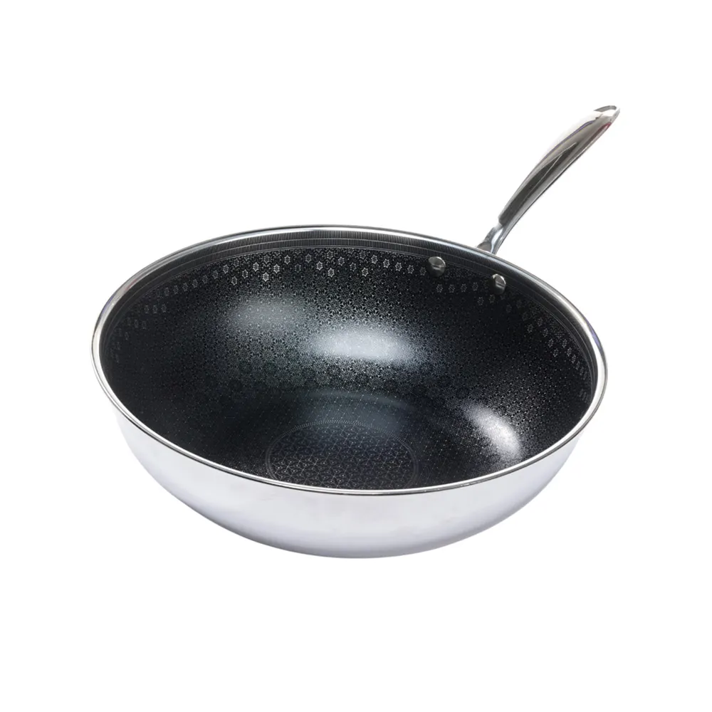 Black Cube BCC2230 - 11.75" Ceramic QR Wok, 3‑Ply Stainless Steel, Oven Safe to 540°F, Scratch‑Resistant